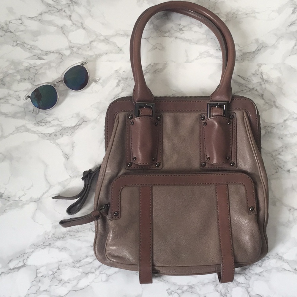 Banana Republic Taupe/Grey Leather Bag